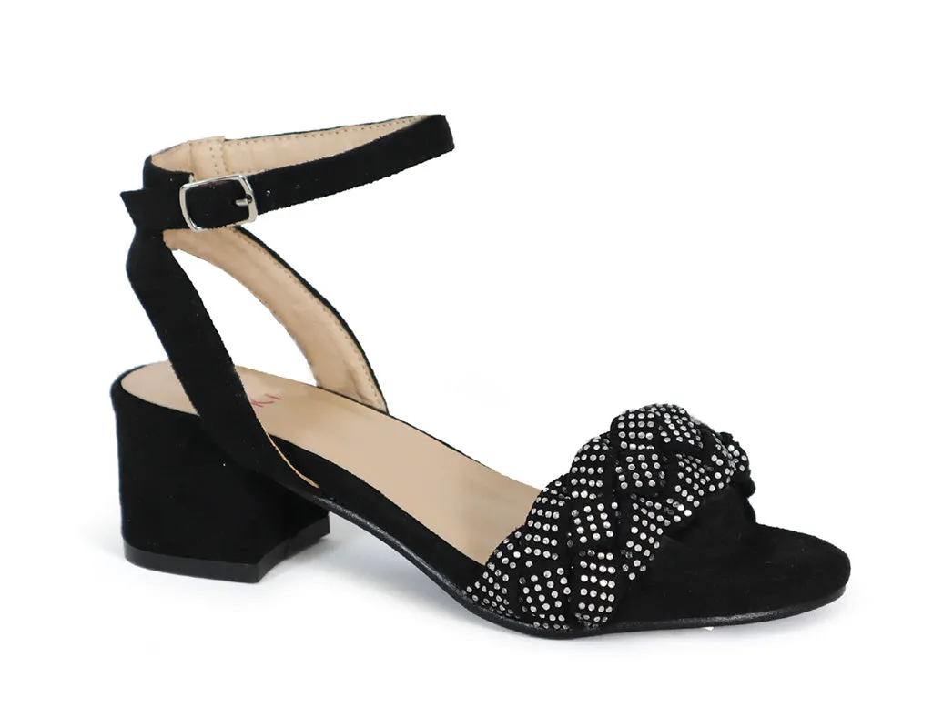CHIC-Y Girls Braid Rhinestone Sandals